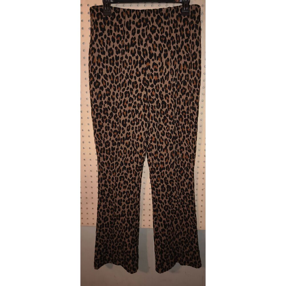 SPANX Leopard Micro Flare Pull on Pants XL Stretch Shaping 32" Inseam
